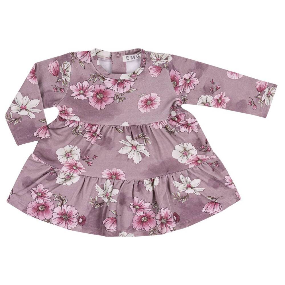 NEW EMC girls printed stretch fleece dress in mauve